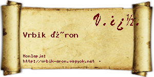 Vrbik Áron névjegykártya